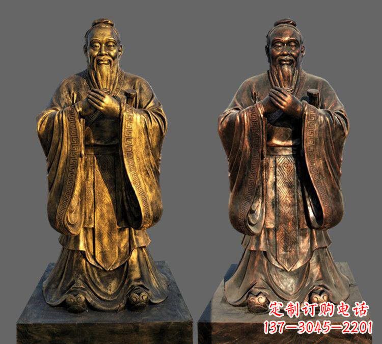 湖南玻璃钢仿铜孔子校园名人