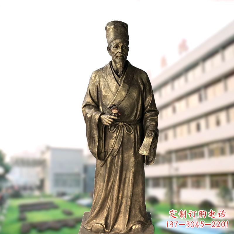 湖南玻璃钢仿铜李时珍塑像-医院医学院药圣雕塑