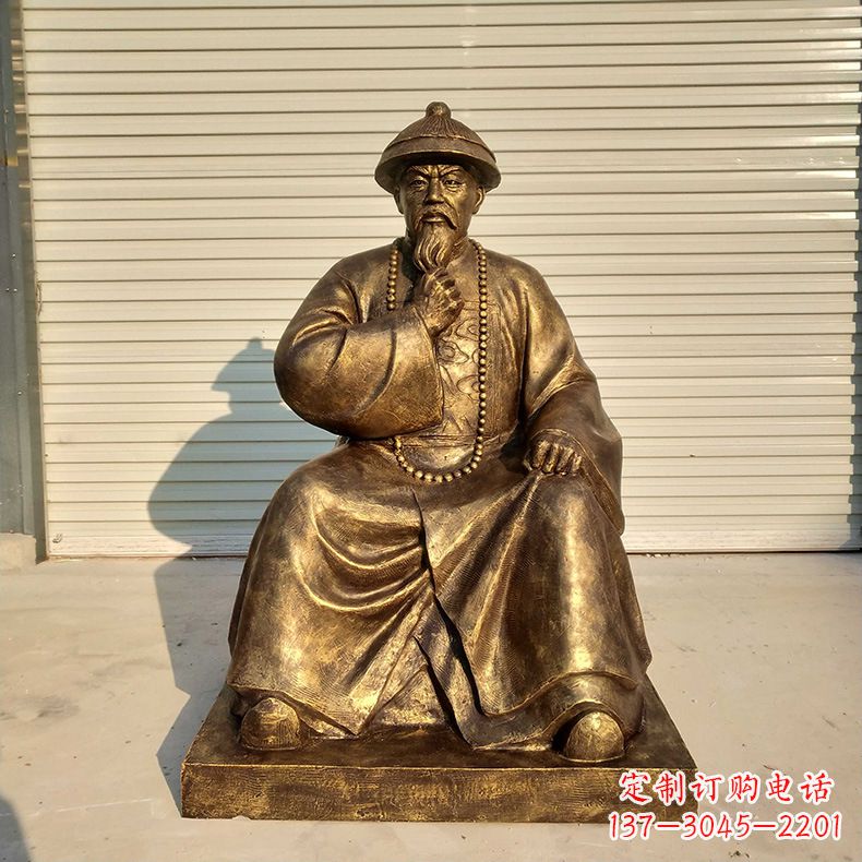 湖南玻璃钢仿铜林则徐坐姿雕像