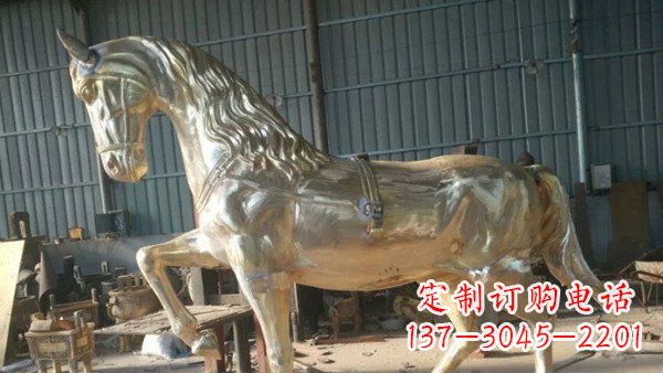 湖南玻璃钢仿铜马公园动物雕塑