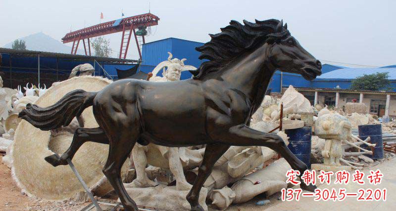 湖南玻璃钢仿铜马广场动物雕塑