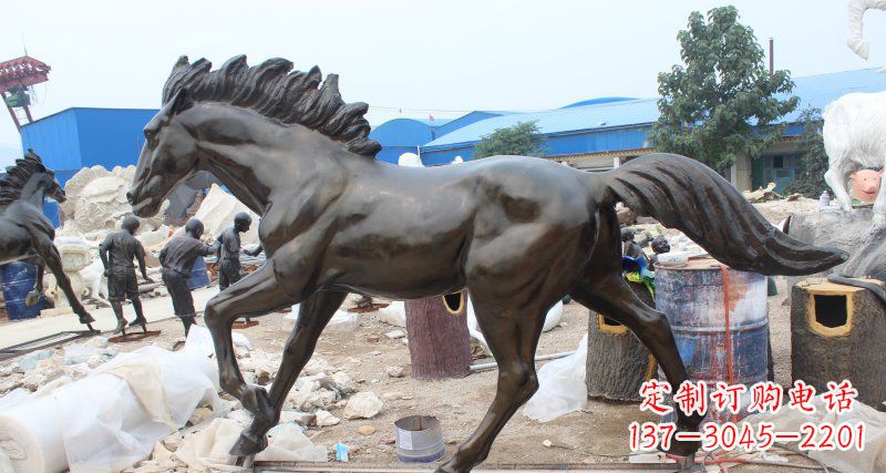 湖南玻璃钢仿铜马广场动物雕塑 (2)
