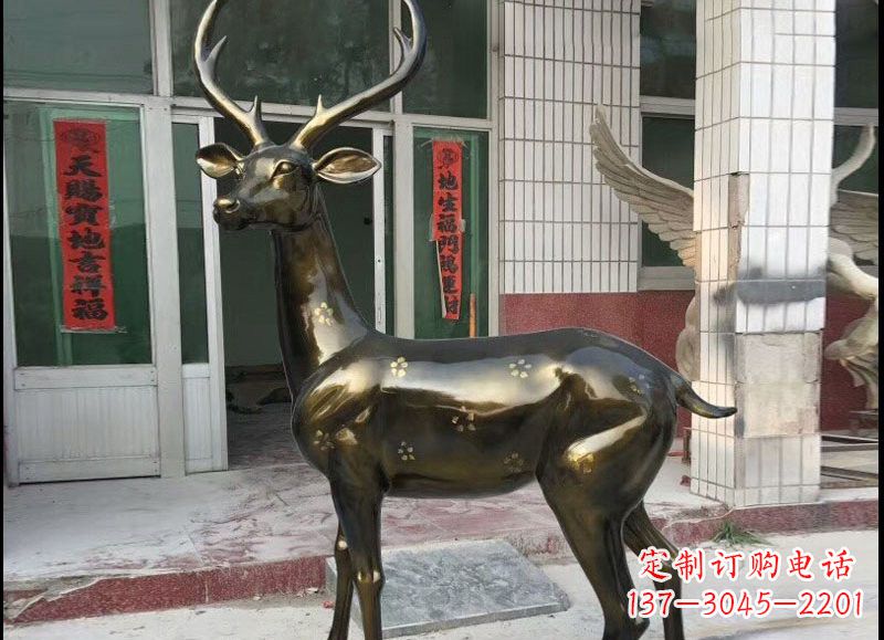 湖南玻璃钢仿铜梅花鹿