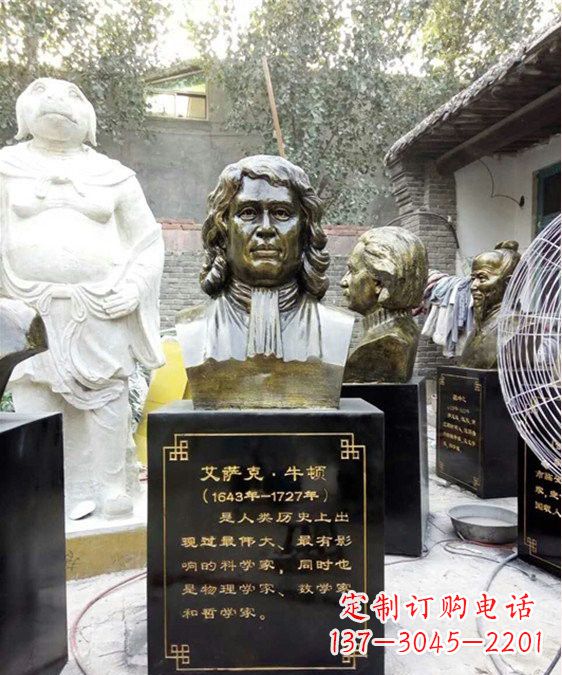 湖南玻璃钢仿铜牛顿头像