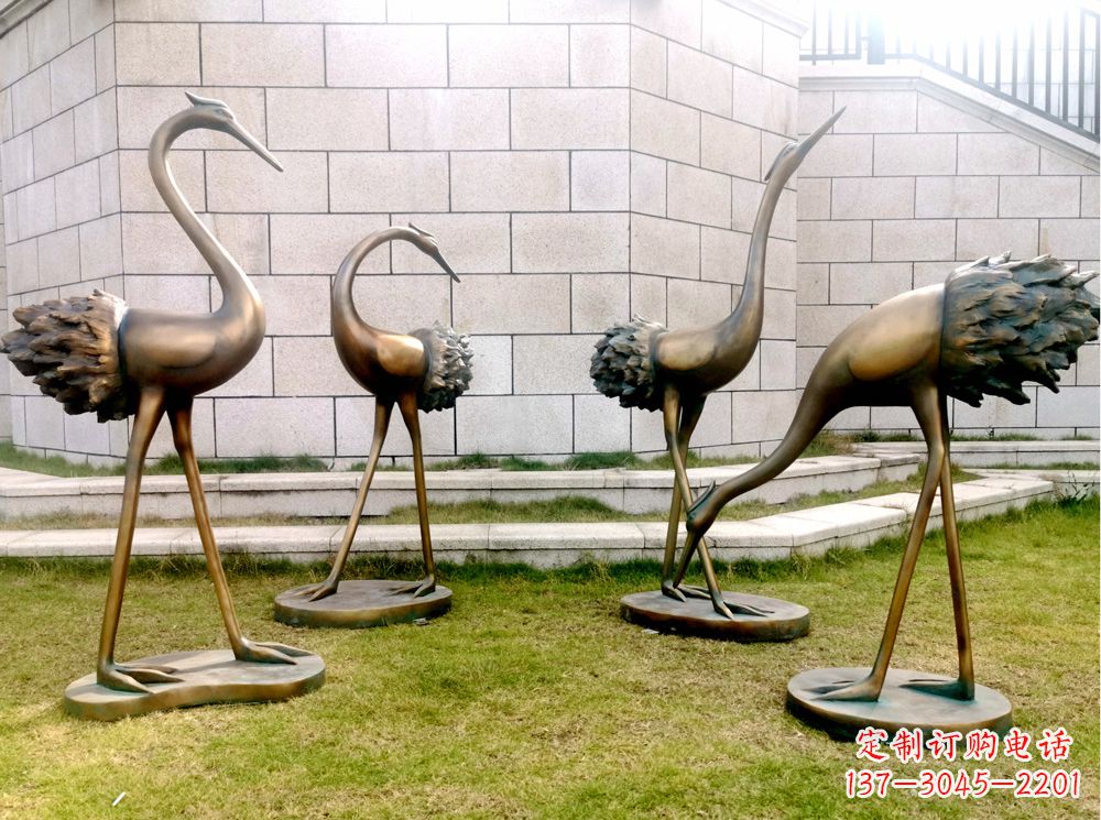 湖南玻璃钢仿铜仙鹤雕塑以自然之美为灵感