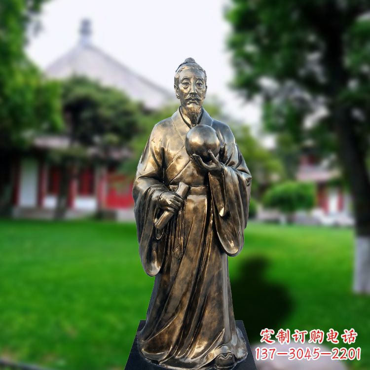 湖南玻璃钢仿铜张衡塑像-中国东汉时期著名天文学家
