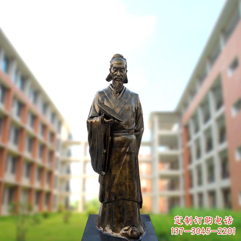 湖南玻璃钢仿铜祖冲之雕塑-学校校园历史名人雕像