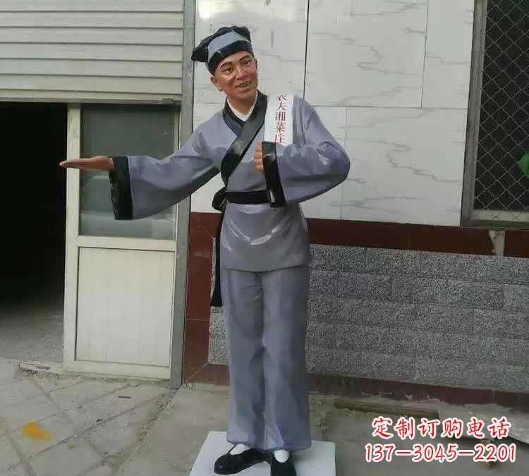 湖南精致玻璃钢店小二雕塑