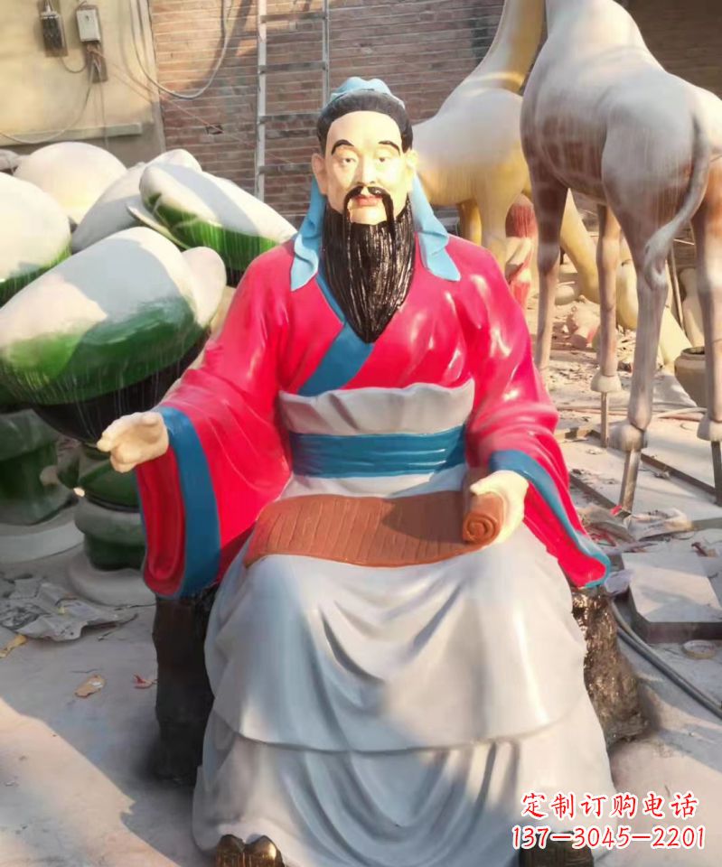 湖南玻璃钢仿真古代名人孔子讲学雕塑