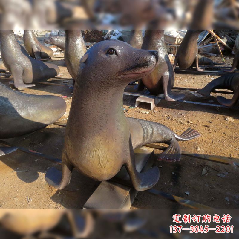 湖南玻璃钢仿真海豹雕塑