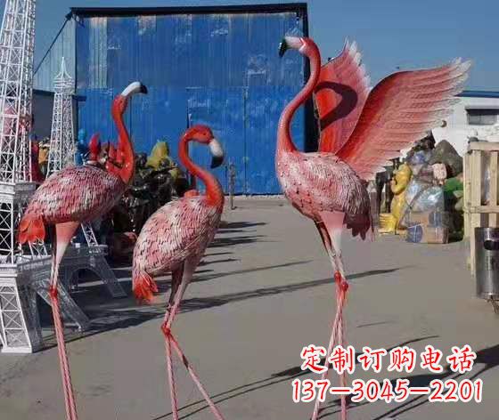 湖南玻璃钢仿真火烈鸟雕塑广场景观雕塑户外摆件