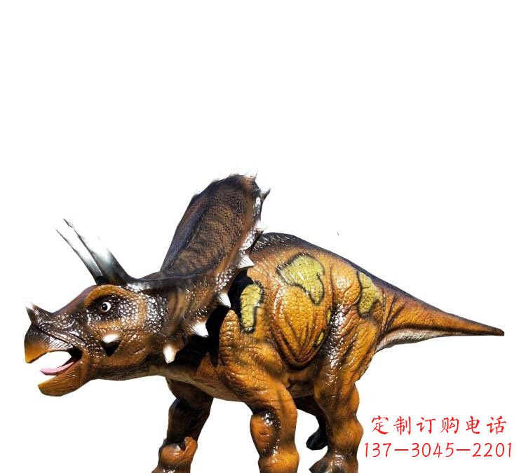湖南玻璃钢仿真恐龙三角龙雕塑