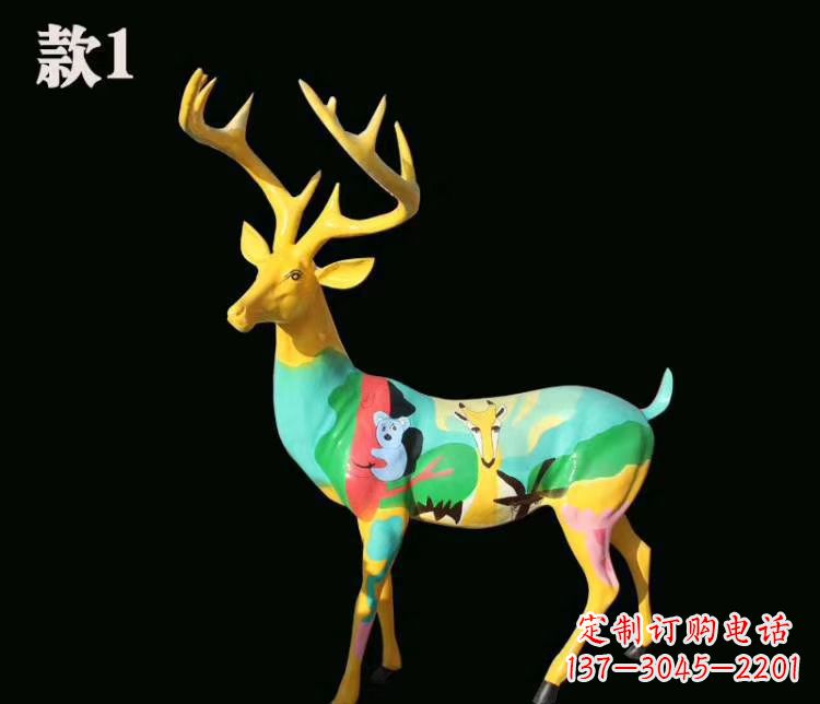 湖南玻璃钢仿真梅花鹿雕塑