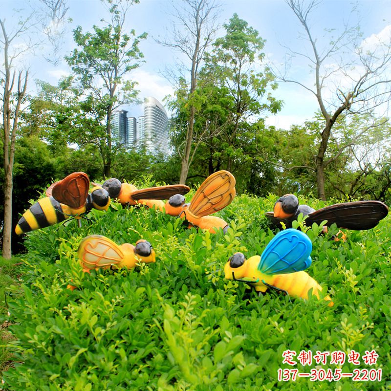 湖南玻璃钢仿真蜜蜂-公园草丛花丛动物雕塑摆件