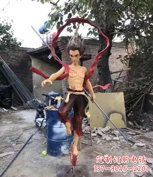 湖南玻璃钢仿真哪吒雕塑