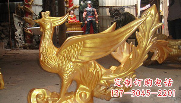 湖南玻璃钢凤凰仿铜动物雕塑传承传统文化