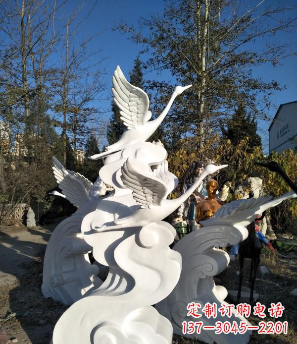 湖南玻璃钢公园海浪天鹅雕塑