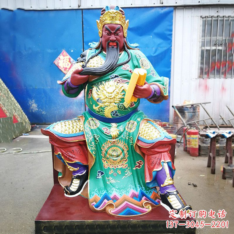 湖南玻璃钢关圣帝君彩绘雕塑