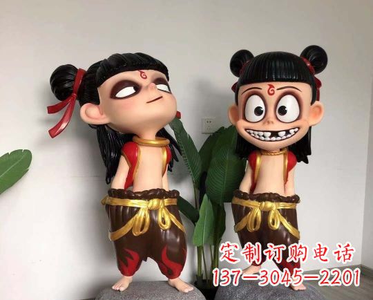 湖南玻璃钢卡通哪吒雕塑
