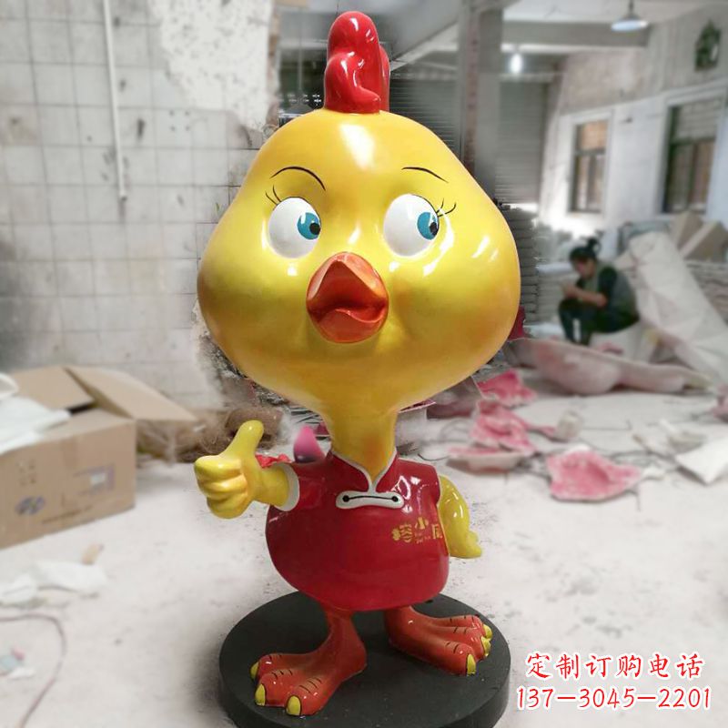 湖南玻璃钢卡通小鸡商场卖场美陈雕塑