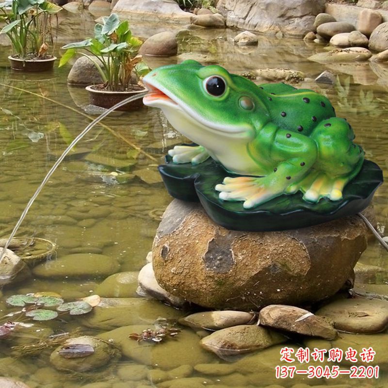湖南玻璃钢喷水青蛙公园水景动物雕塑摆件