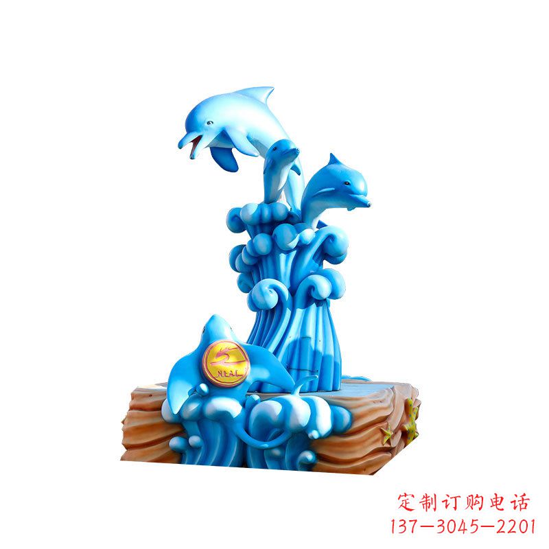 湖南玻璃钢戏水海豚,水上乐园泳池喷泉玻璃钢雕塑