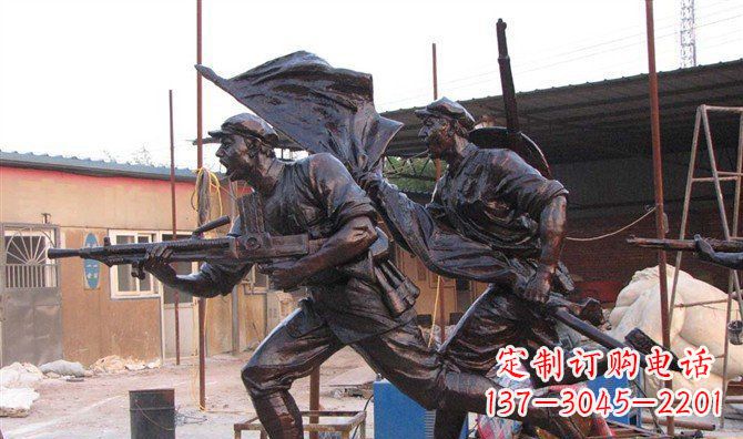 湖南玻璃钢战士仿铜人物雕塑
