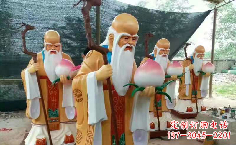 湖南玻璃钢宗教庙宇神像彩绘老寿星雕塑