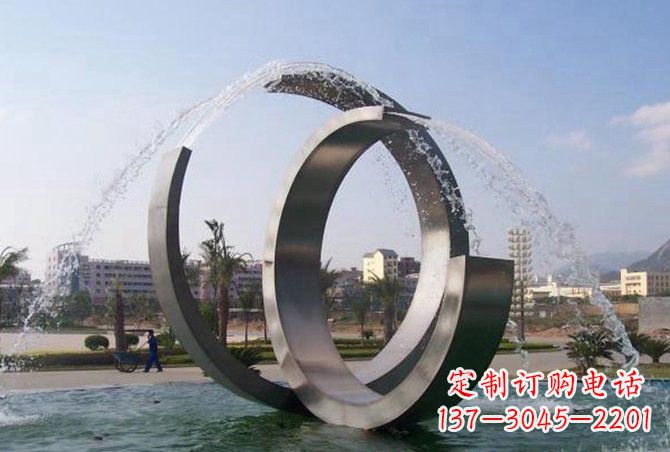湖南不锈钢C形喷泉雕塑
