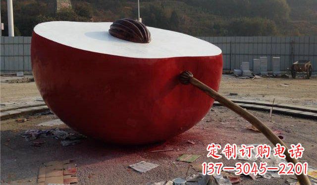湖南不锈钢半个苹果雕塑