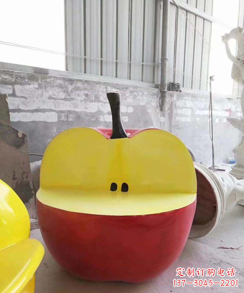 湖南不锈钢半块苹果座椅雕塑