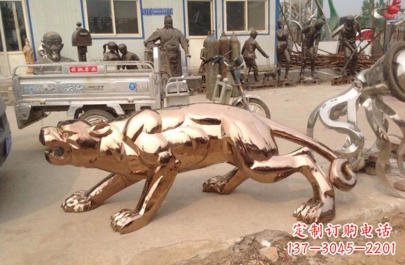 湖南不锈钢豹子雕塑222