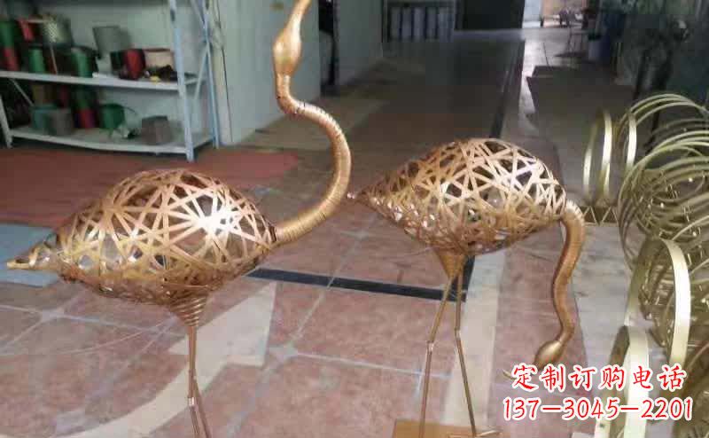 湖南不锈钢编制动物仙鹤雕塑