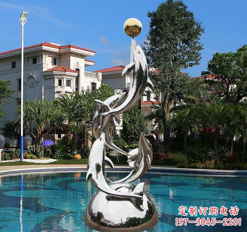 湖南不锈钢别墅海豚雕塑