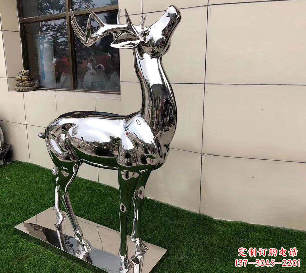 湖南不锈钢别墅镜面小鹿雕塑