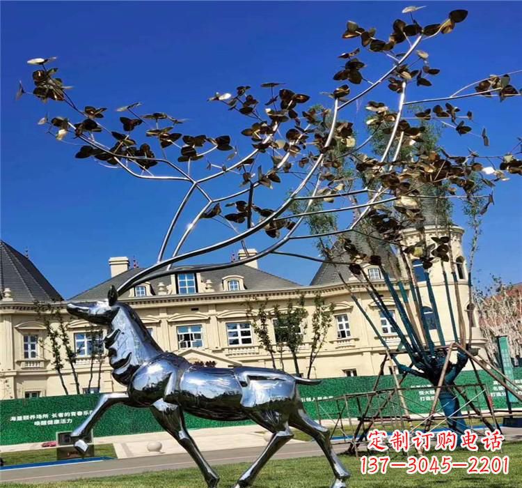 湖南不锈钢别墅梅花鹿雕塑