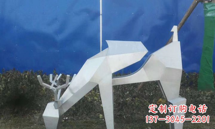 湖南不锈钢不规则梅花鹿公园景观雕塑