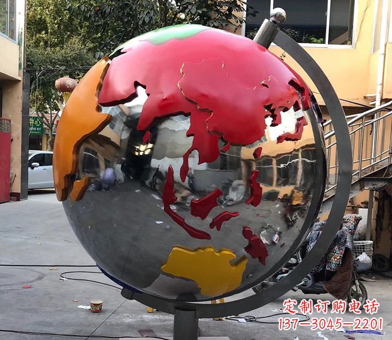 湖南不锈钢彩绘地球仪雕塑