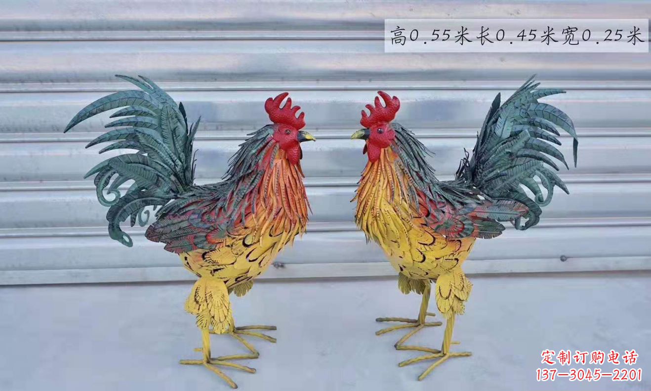 湖南不锈钢彩绘公鸡雕塑广场景观雕塑