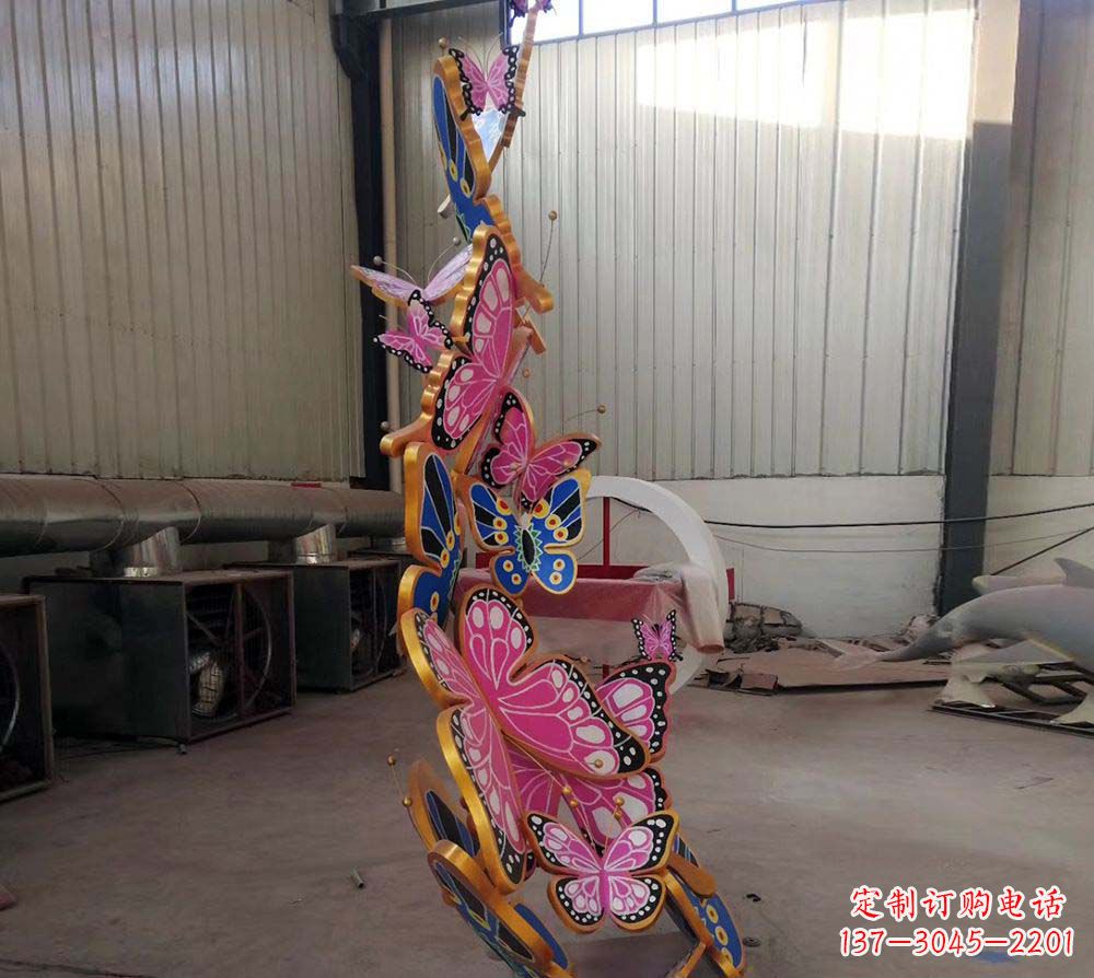 湖南不锈钢彩绘蝴蝶雕塑1