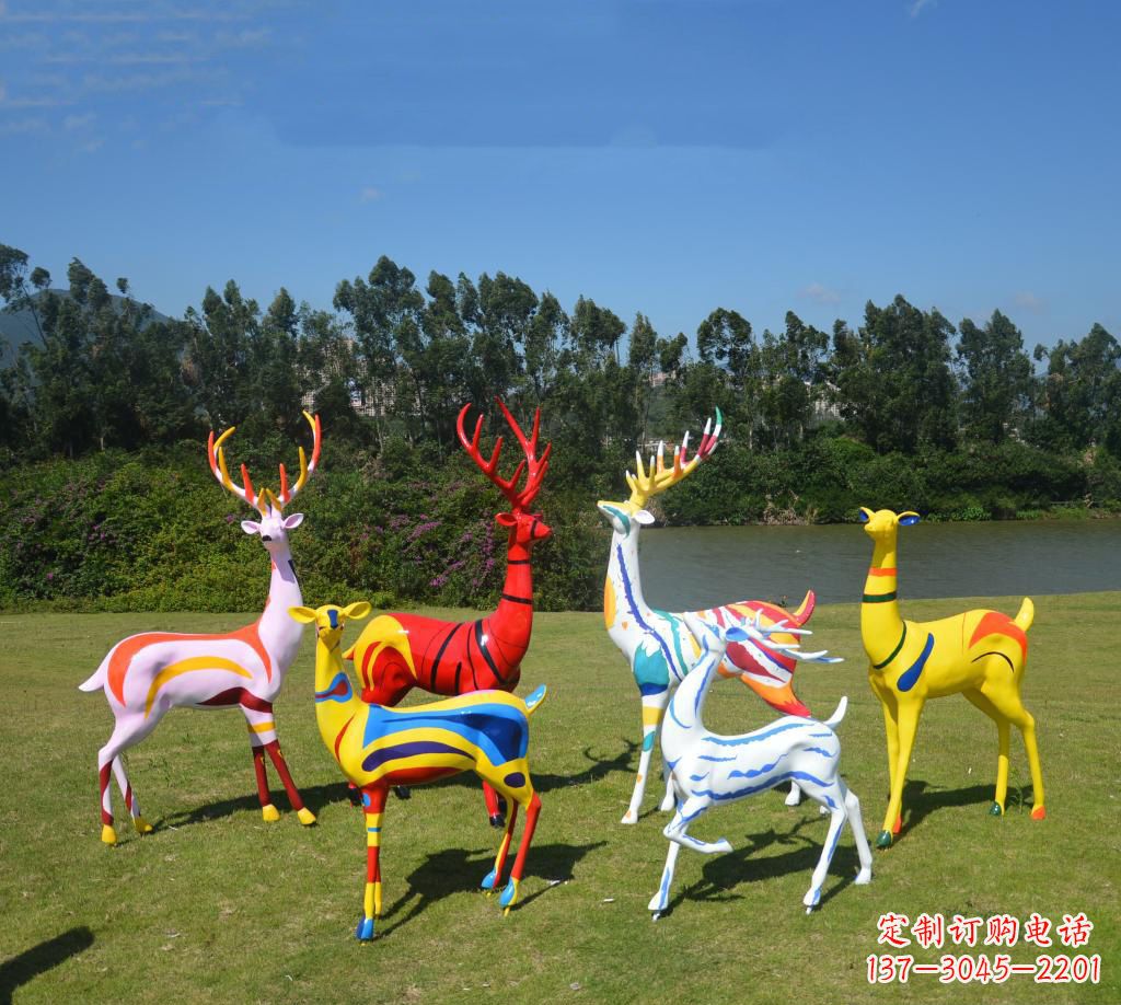 湖南不锈钢彩绘梅花鹿公园景观雕塑