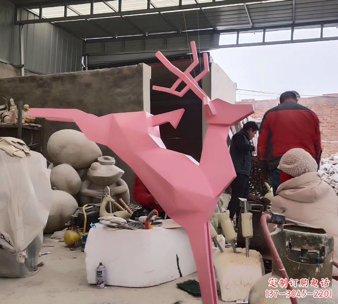 湖南不锈钢彩绘小鹿雕塑
