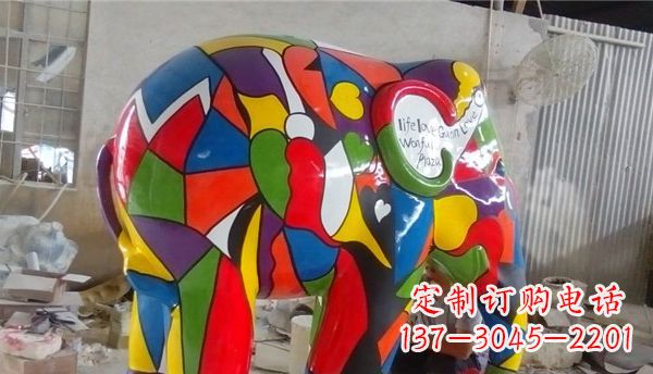 湖南不锈钢彩色大象公园景观雕塑