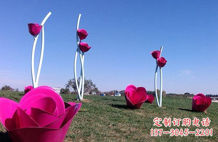 湖南不锈钢彩色玫瑰花雕塑