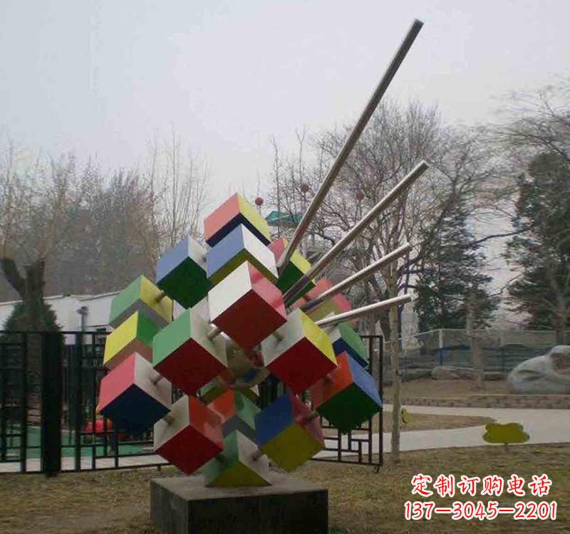 湖南不锈钢彩色魔方雕塑
