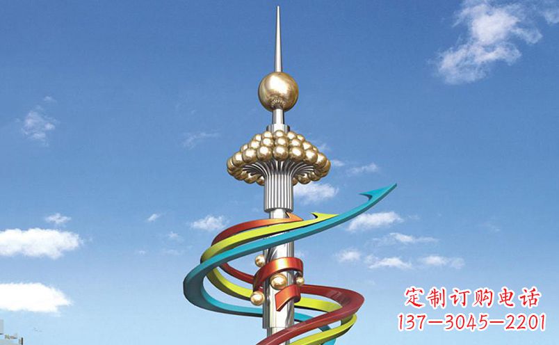湖南不锈钢彩色飘带广场景观雕塑