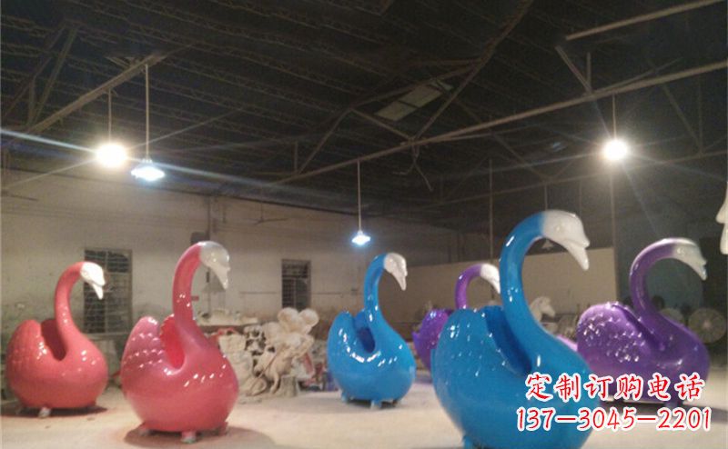 湖南不锈钢彩色天鹅动物雕塑