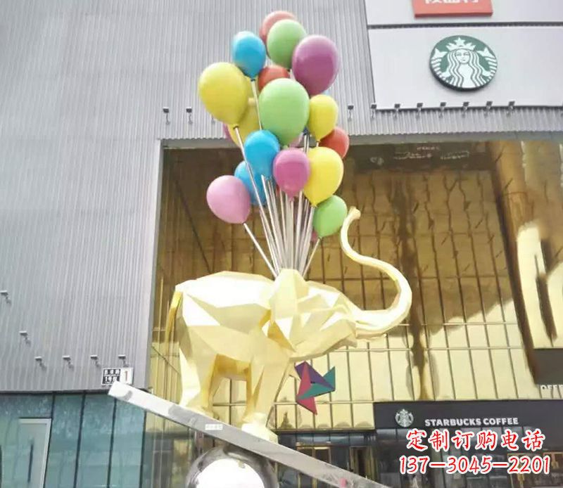 湖南不锈钢踩球的小象雕塑