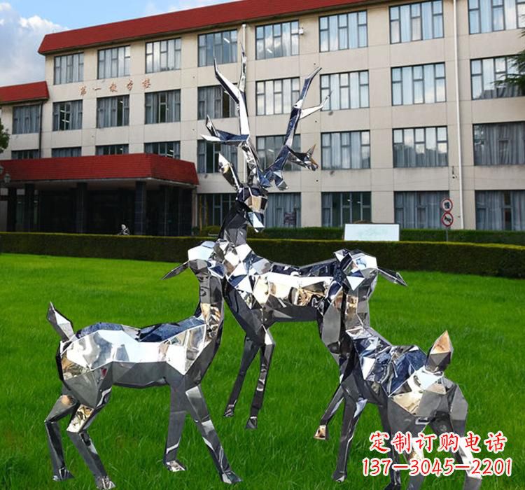 湖南不锈钢草坪麋鹿雕塑