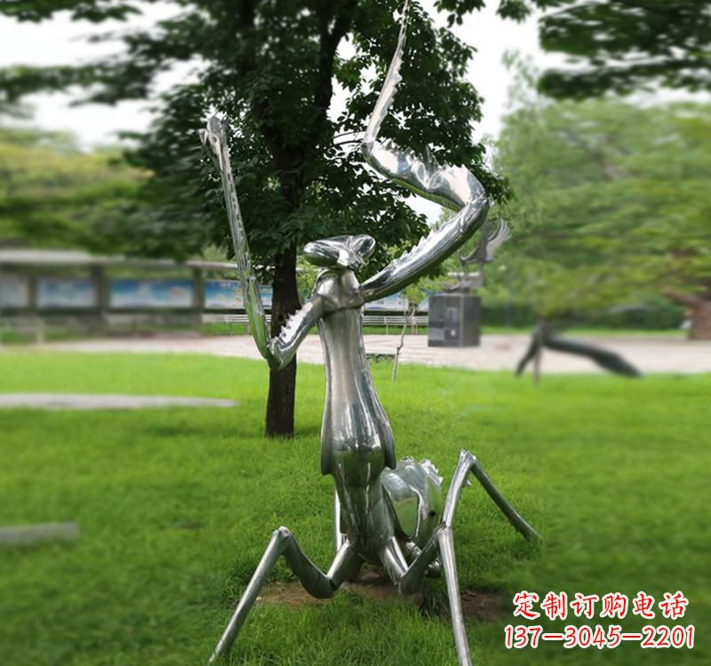 湖南不锈钢草坪螳螂雕塑